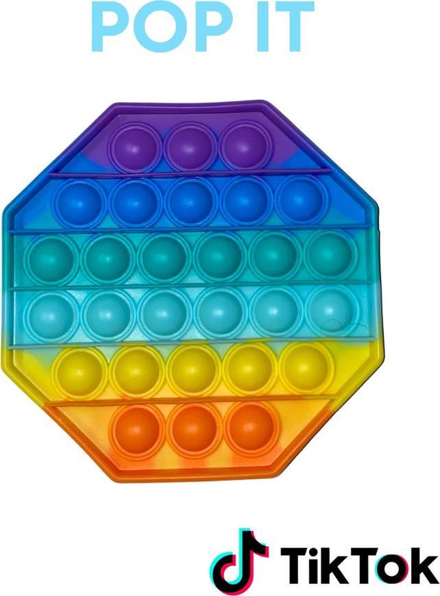 Pop IT OCTAGON SX Rainbow | regenboog kleur fidget toys | TikTok 2021 | Regenboog kleur achthoek fidget